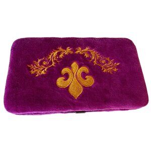 Unbranded Purple Velvet Bi-Fold Clutch Wallet w/Gold Demask Print & Snap Closure